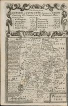 Britannia Depicta E Bowen c1730 Map Oxford to Coventry Banbury Nuneaton Derby Etc.