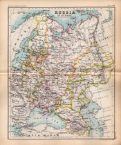 Russia In Europe Double Sided Victorian Antique 1896 Map.