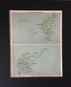Shetland & Orkney Scotland Coloured Mounted Antique Map.