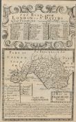 Britannia Depicta E Bowen Rare c1730 Map The Road London To St Davids Wales.