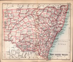 NSW Australia Double Sided Coloured Antique Victorian 1896 Map.