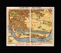 London District Canning Town & Woolwich Mounted Antique George V Map.