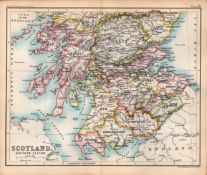 Scotland Southern Area Double Sided Victorian Antique 1896 Map.