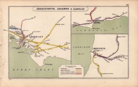 Aberystwyth Afonwell & Llanelly Wales Antique Railway Junctions Diagram-90.