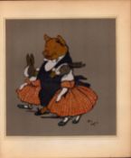 Cecil Aldin Merry Party Antique Book Plate “Pig & Guests At the Dance”.