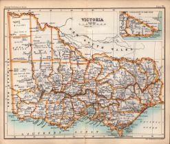 Victoria Australia Double Sided Coloured Antique Victorian 1896 Map.