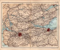 Central Scotland Double Sided Victorian Antique 1896 Map.