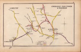 Oswestry Wrexham Gwersylit Wales Antique Railway Junction Map-55.