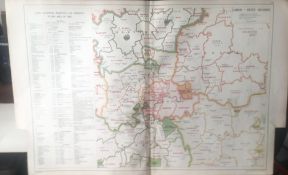 Bacons London & Suburbs Rare Vintage London Court Petty Sessions Map.
