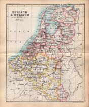 Holland & Belgium Double Sided Victorian Antique 1896 Map.