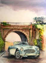 Austin Healey 3000 Vintage Sports Car Large Metal Wall Art