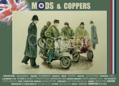 Mods And The Law Nostalgic 1960's Scene Metal Wall Art