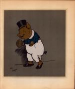 Cecil Aldin Merry Party Rare Antique Book Plate “Peter Pig Boxing”