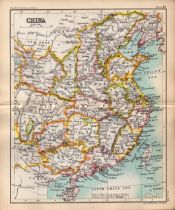 China Double Sided Victorian Antique Coloured 1896 Map.