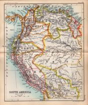 South America Columbia Peru Double Sided Victorian Antique 1896 Map.