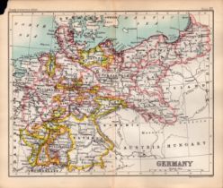 Central Germany Double Sided Victorian Antique 1896 Map.