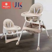 Baby 2 Heights Adjusted High Chair Beige For Kids Ages 6 Months To 6 Years Lot#005