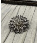 Vintage Filigree Flower Brooch Unmarked Silver Pin Sweetheart Floral Intricate