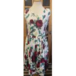 1950s Fit and Flare Rose Dress