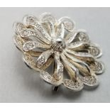 Vintage Silver Filigree Floral Broach 5.9g