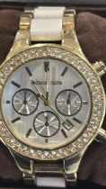 Michael Kors Gold with Diamonte Bezel Gold Watch