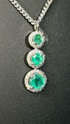 Beautiful Natural 1.24 CT Emerald Pendant With Diamonds & Platinum 950