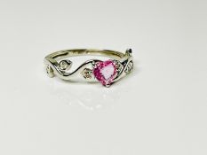 Beautiful Heart Shape Unheated Ceylon Pink Sapphire Diamonds & Platinum
