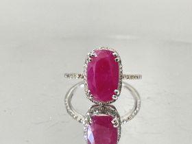 Natural Burma Ruby 4.12 Ct With Natural Diamonds & 18k Gold