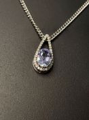 Beautiful 1.59 CT Unheated Ceylon Blue Sapphire Diamonds & Platinum Pendant