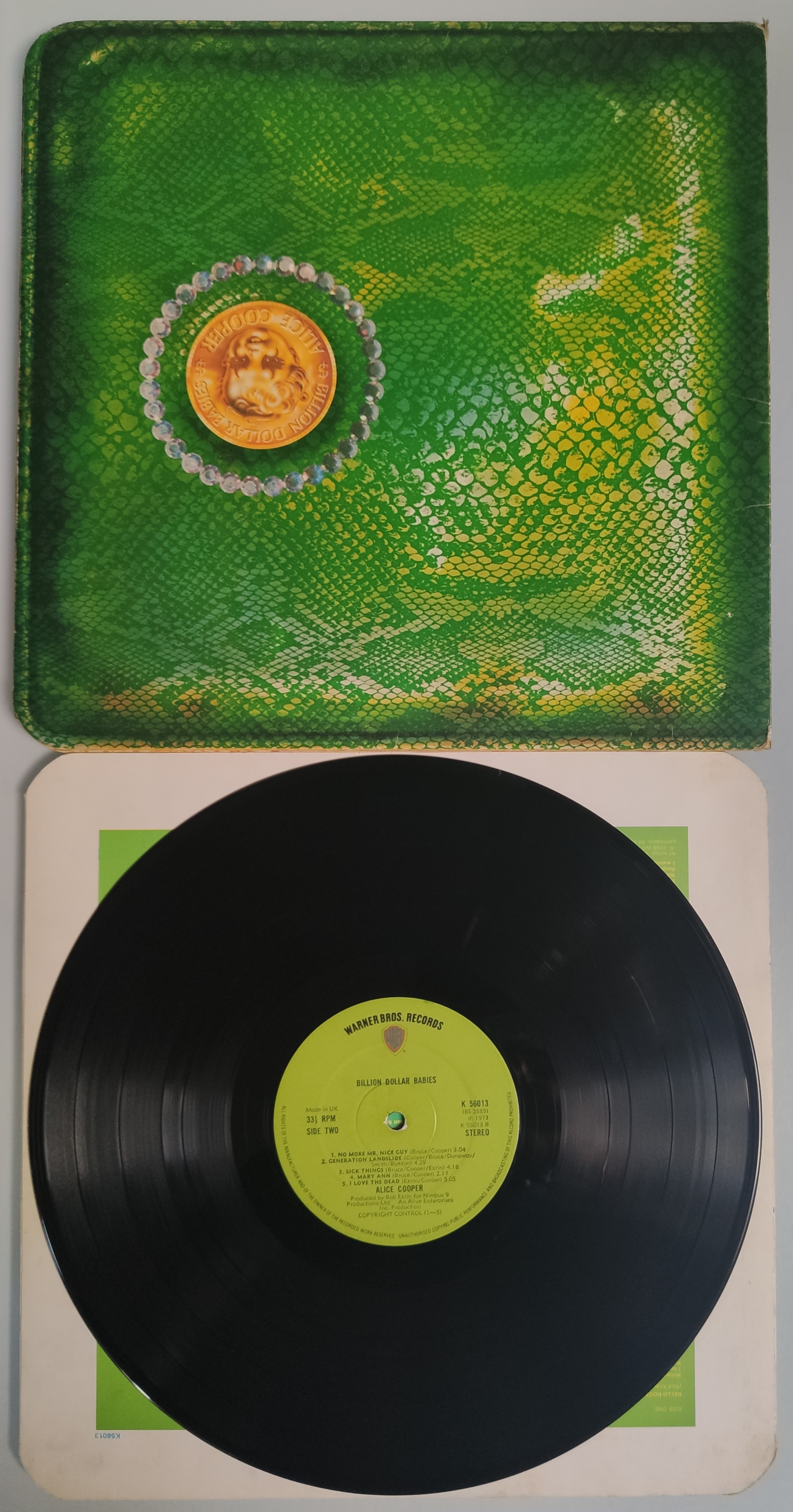 Alice Cooper – Billion Dollars Babies Vinyl LP – UK 1973 First Pressing. Matrix No A1 / B1 - Image 2 of 4