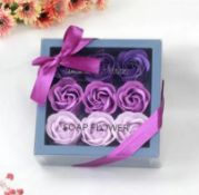 New Rose Flower Soap Gift Box, Lilac Artificial Rose Set With Gift Box