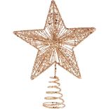 Christmas Tree Top Star Iron Rose Gold Star Christmas Tree Topper Glitter Star Decoration Ornamen...