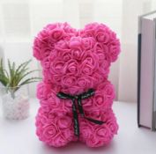 Bear Design Artificial Rose Bouquet Lifelike Flower, Romantic Gift For Anniversary, Valentine