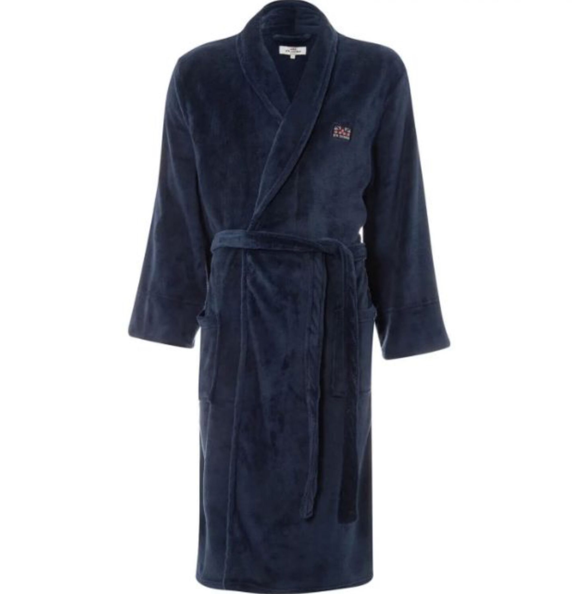 Ben Sherman Navy Fleece Dressing Gown / Tie Front Robe With Pockets XXL £50 - Image 2 of 3