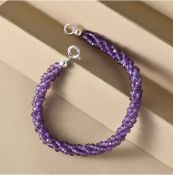 New! Amethyst Bracelet With Spring Ring Clasp in Sterling Silver