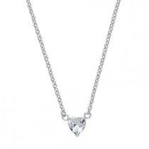 New! White Cubic Zirconia Claw Set Heart Shaped Pendant With Chain.