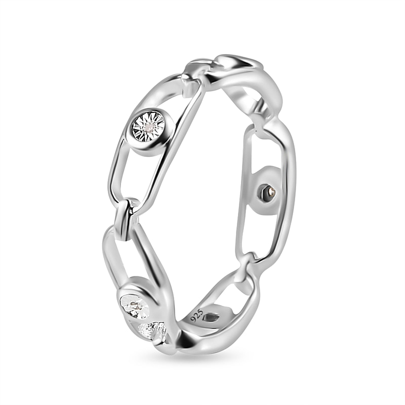 New! Diamond Band Move Link Ring in Sterling Silver - Image 4 of 4