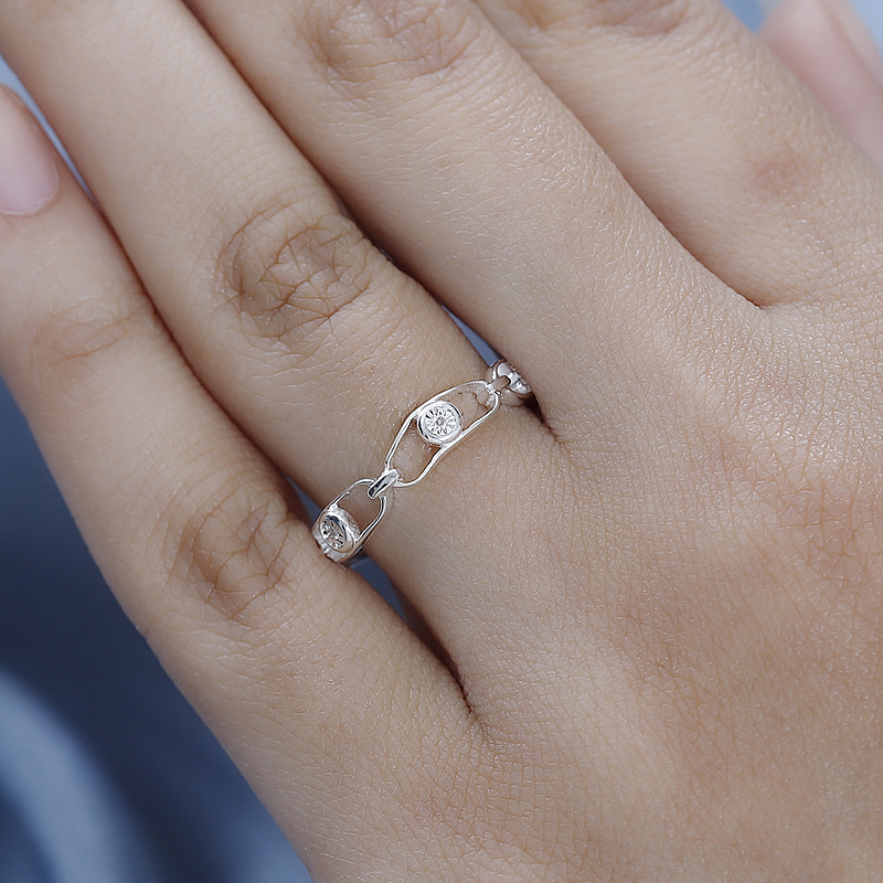 New! Diamond Band Move Link Ring in Sterling Silver - Image 2 of 4
