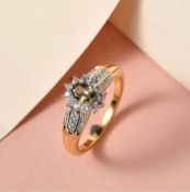 New! Natural Golden Tanzanite and Natural Cambodian Zircon Ring in 18K Vermeil Yellow Gold Overl...