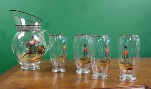 Highland Soldiers Water Jug & 4 Glasses