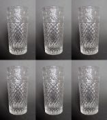 Set of 6 Stuart ""Beaconsfield"" Cut Crystal Highball Glasses
