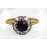 Sapphire & Diamond Cluster Ring 18ct