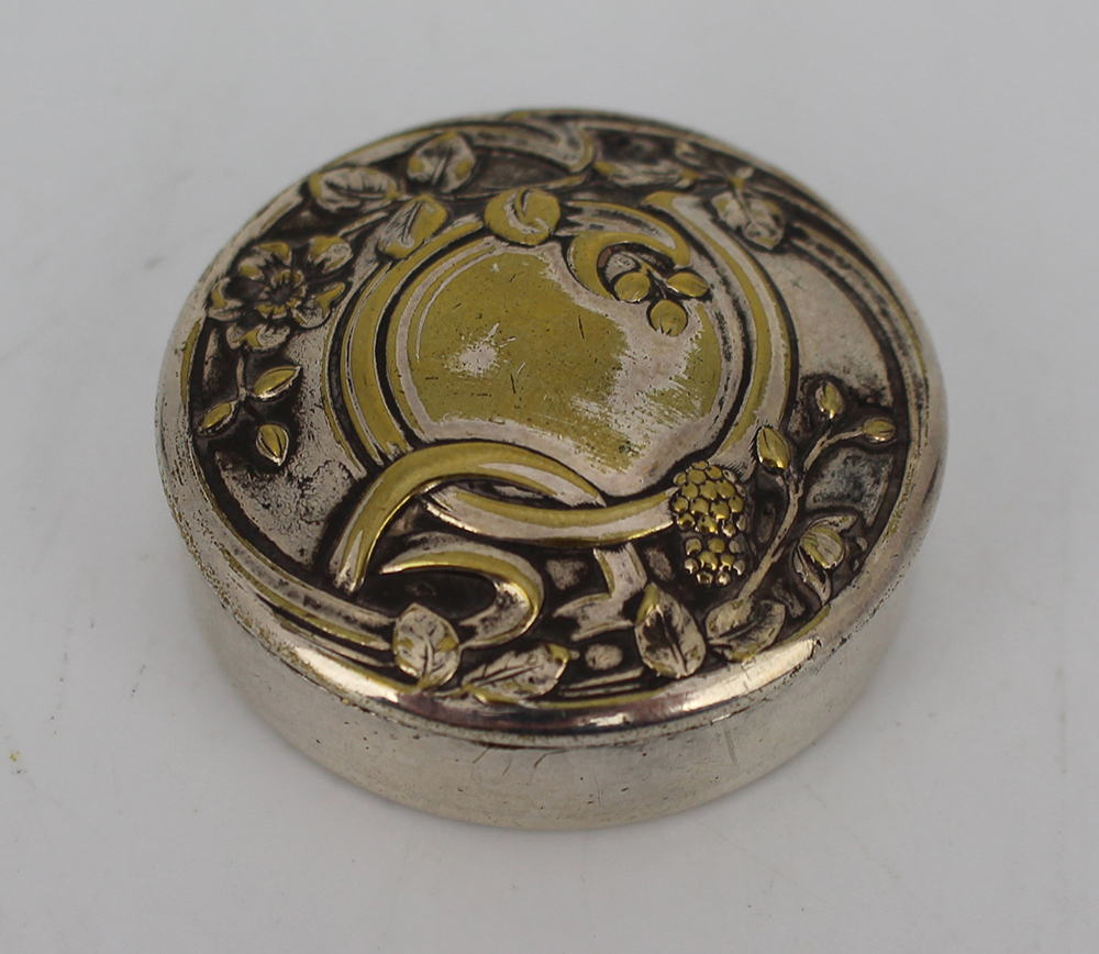 Art Nouveau Silver Plated Pill Box by Armand Frenais French c.1900