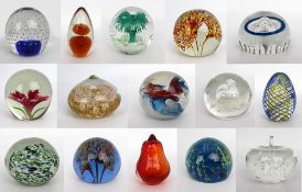 Collection of 15 Vintage Glass Paperweights