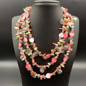 Beautiful Color Pearls Beads & Quartz Beads Fashion Necklace.