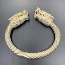 Wonderful Asian Chinese Antique Dragon Brass Cuff Bangle , LBBR-692