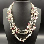Beautiful Fresh Water Pearls, With Clear Quartz Short Necklace.