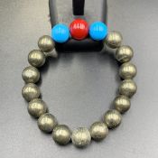 PRT-08, Excellent Natural Pyrite With Turquoise & Coral Beads Bracelet.