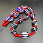 Awesome Chevron Trade African Glass Beads, White Heart Beads Strand, LPBR-102