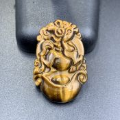 MPO-800, Natural Carved Tiger Eye Pendant